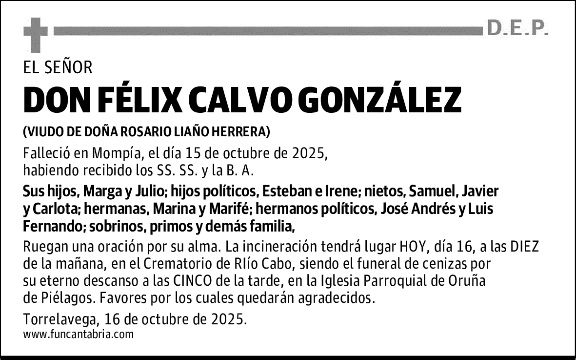 DON FÉLIX CALVO GONZÁLEZ