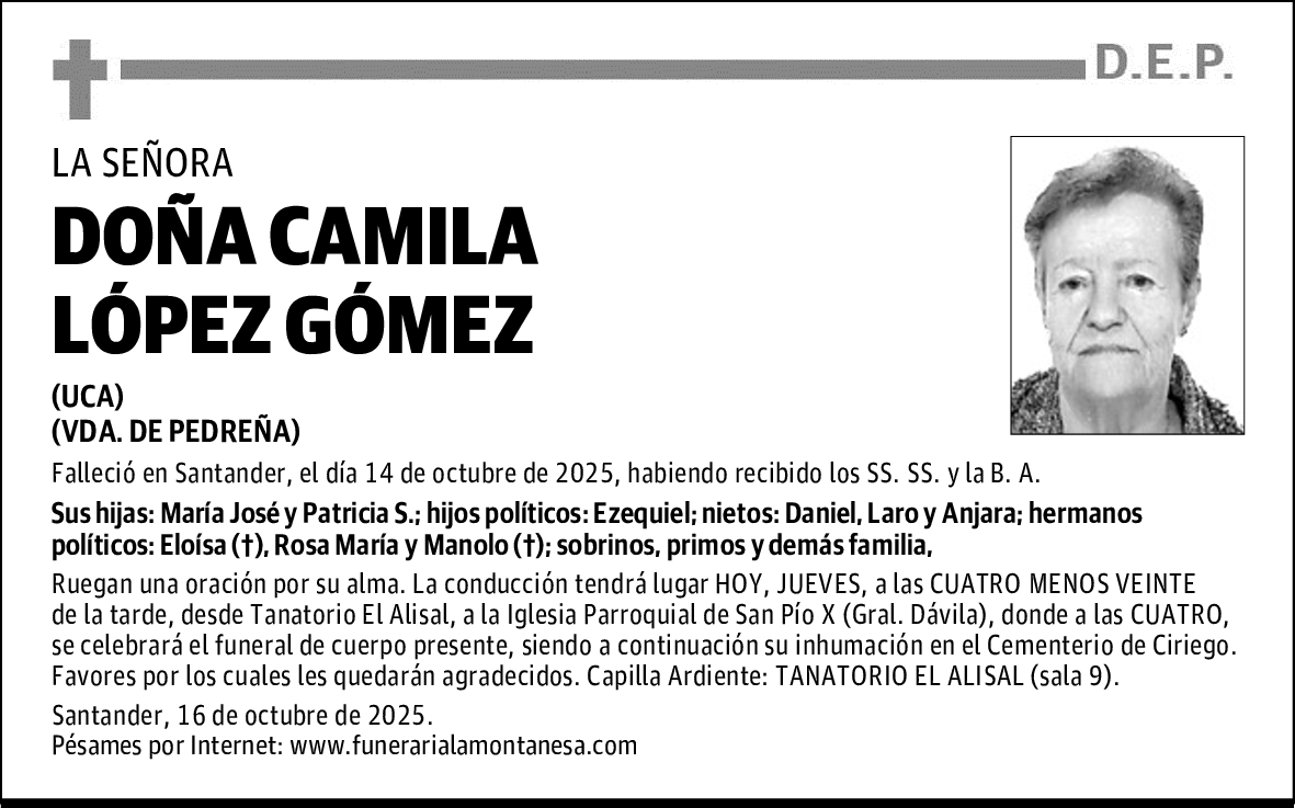 DOÑA CAMILA LÓPEZ GÓMEZ