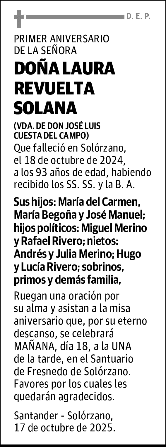 DOÑA LAURA REVUELTA SOLANA