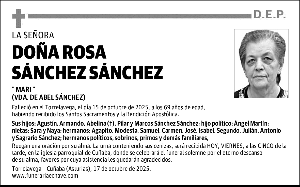 DOÑA ROSA SÁNCHEZ SÁNCHEZ