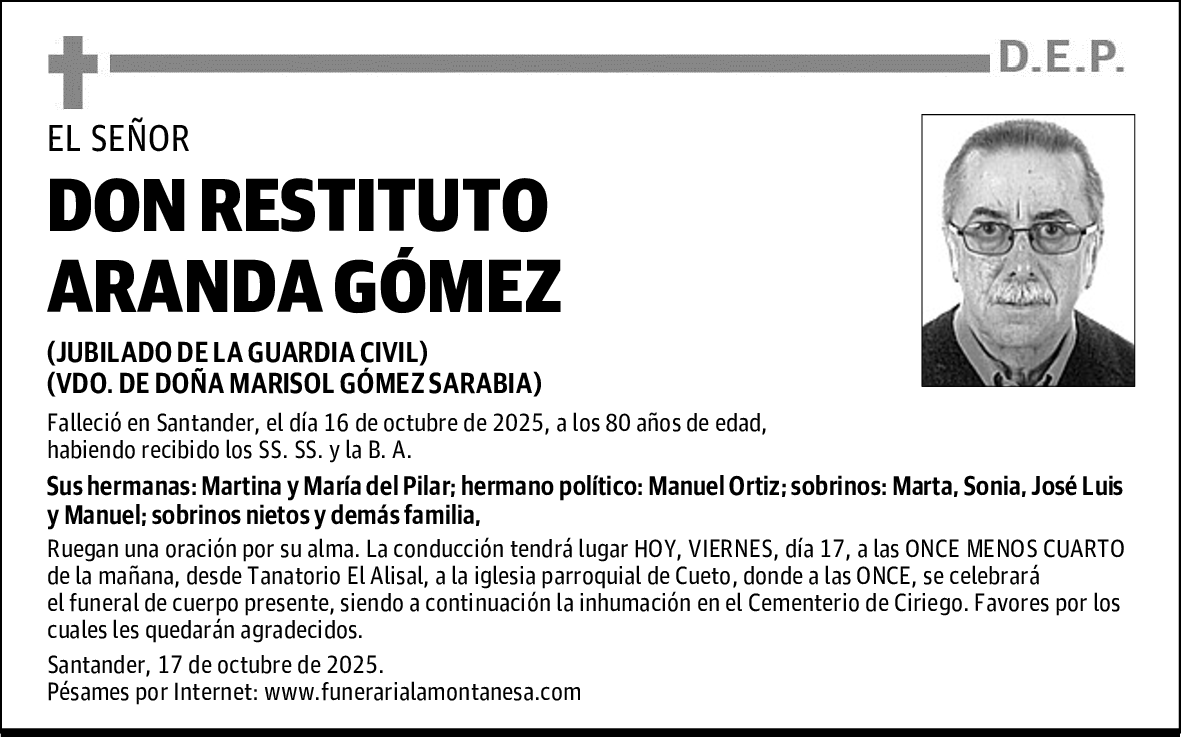 DON RESTITUTO ARANDA GÓMEZ