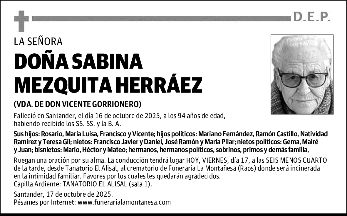DOÑA SABINA MEZQUITA HERRÁEZ