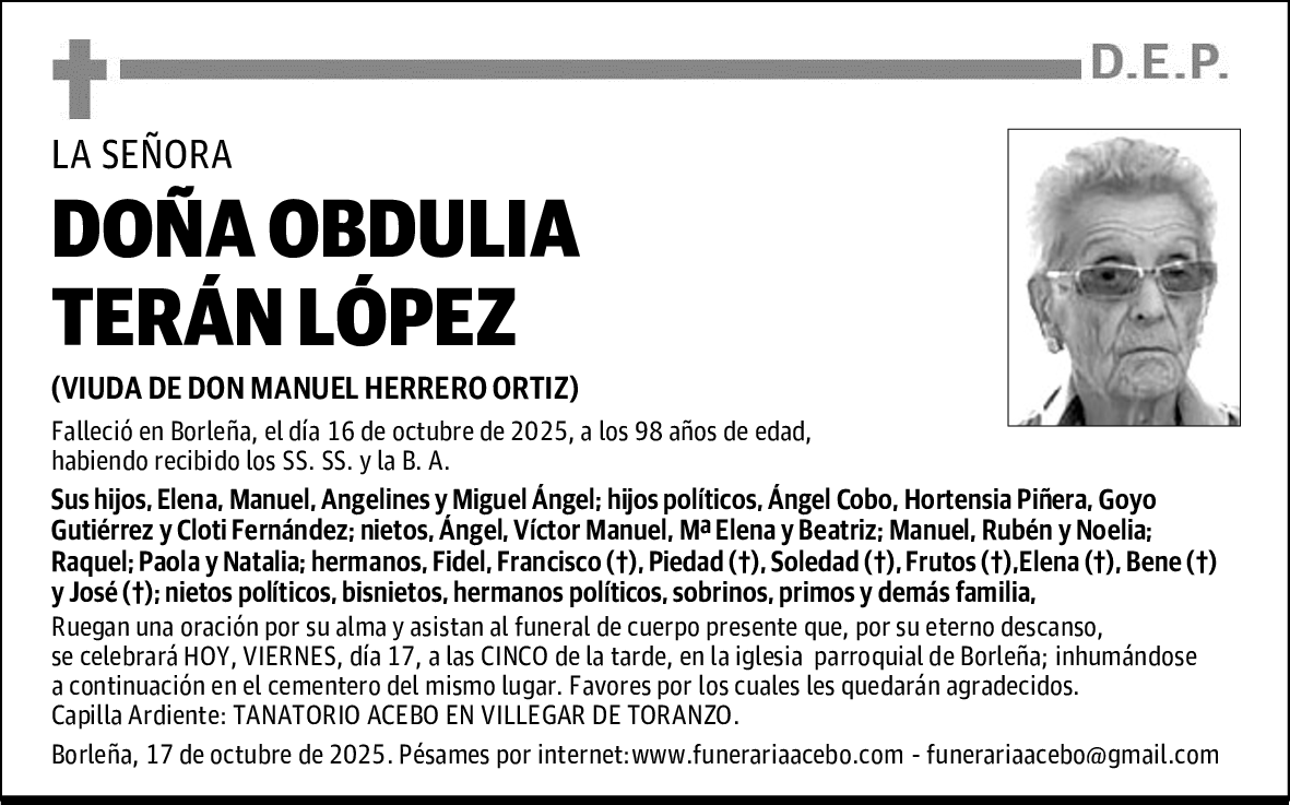DOÑA OBDULIA TERÁN LÓPEZ