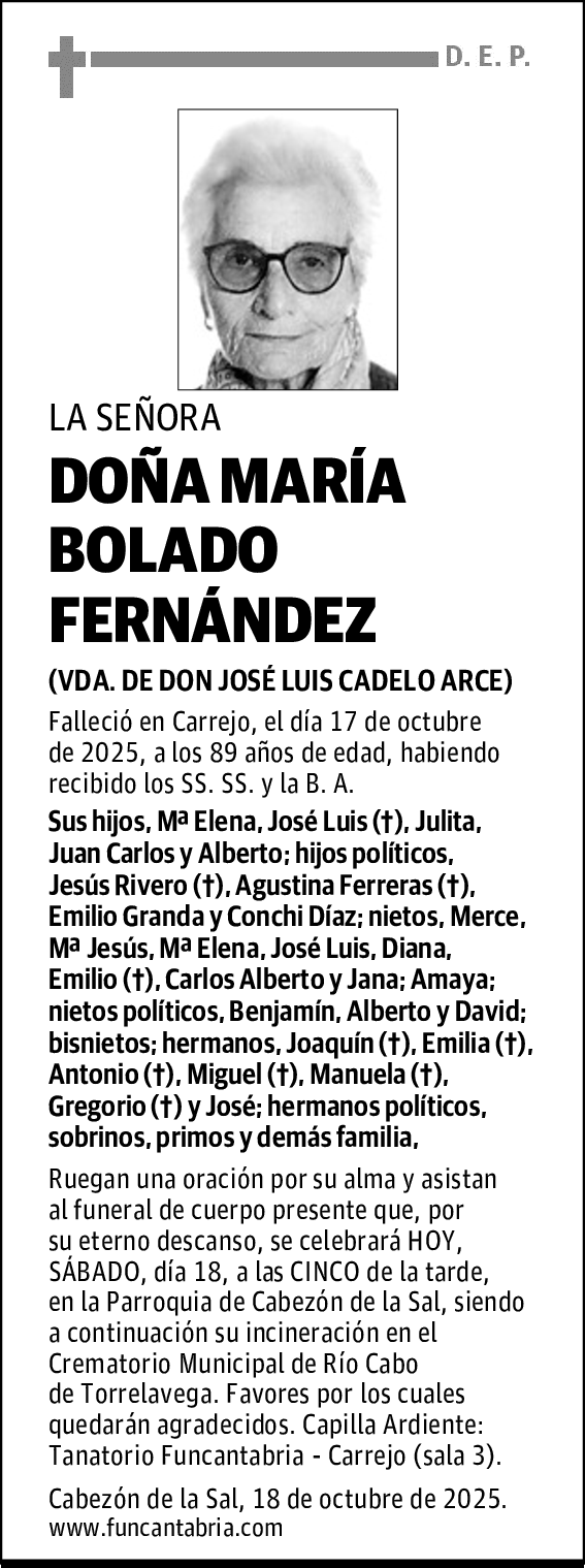 DOÑA MARÍA BOLADO FERNÁNDEZ