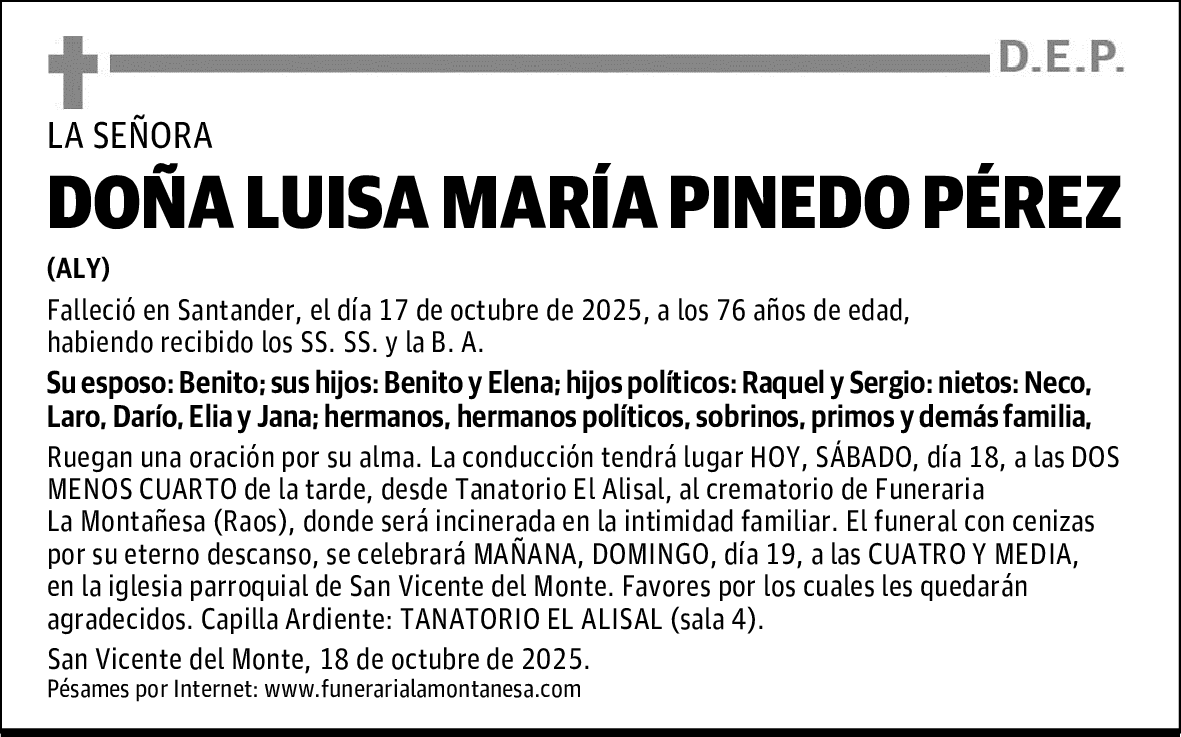 DOÑA LUISA MARÍA PINEDO PEREZ
