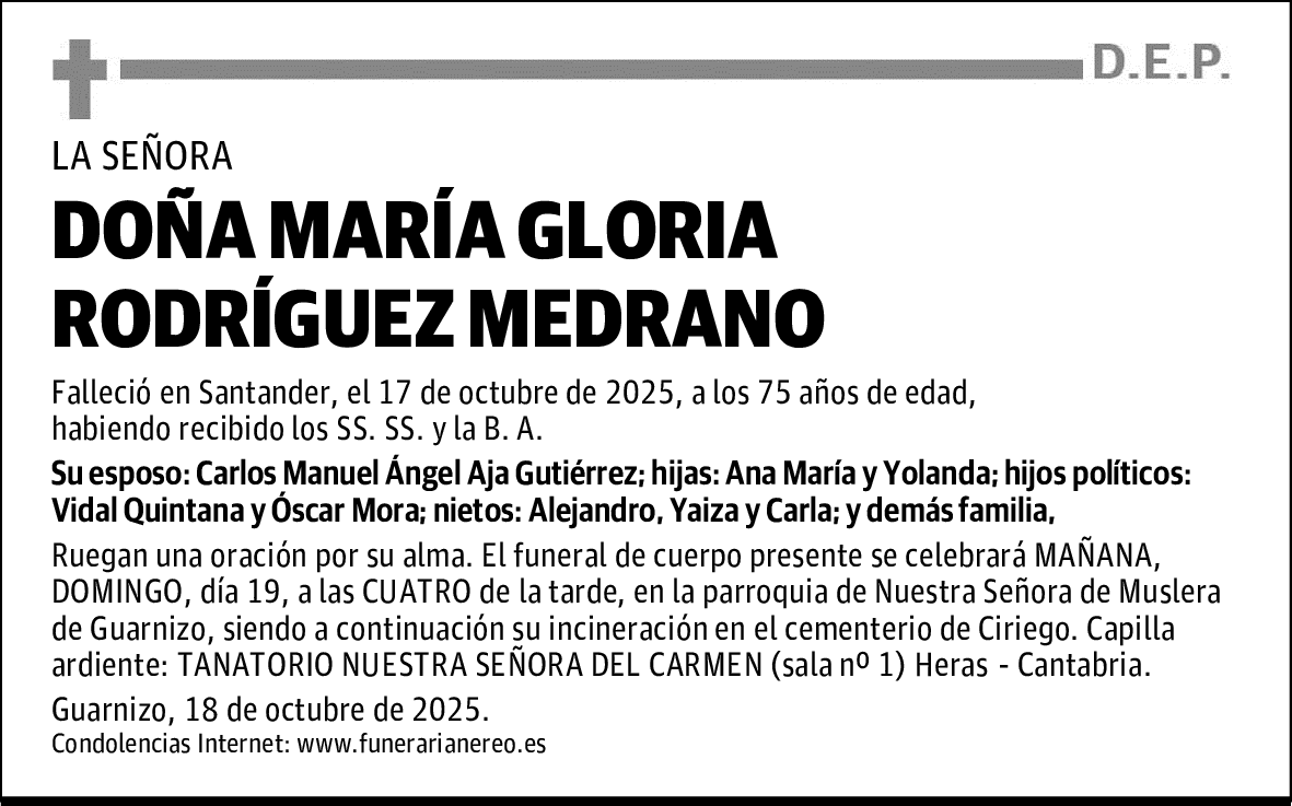 DOÑA MARÍA GLORIA RODRÍGUEZ MEDRANO