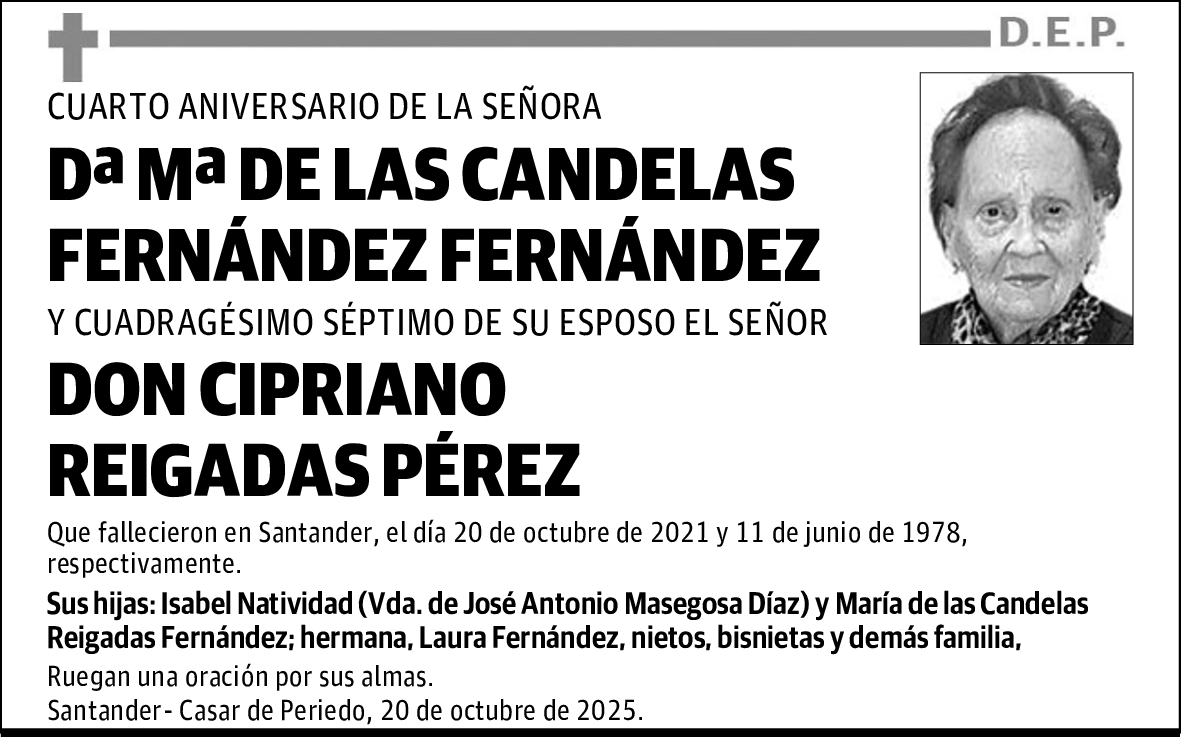 DOÑA MARÍADE LAS CANDELAS FERNÁNDEZ FERNÁNDEZ