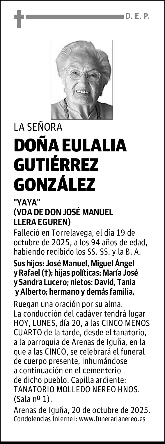DOÑA EULALIA GUTIÉRREZ GONZÁLEZ