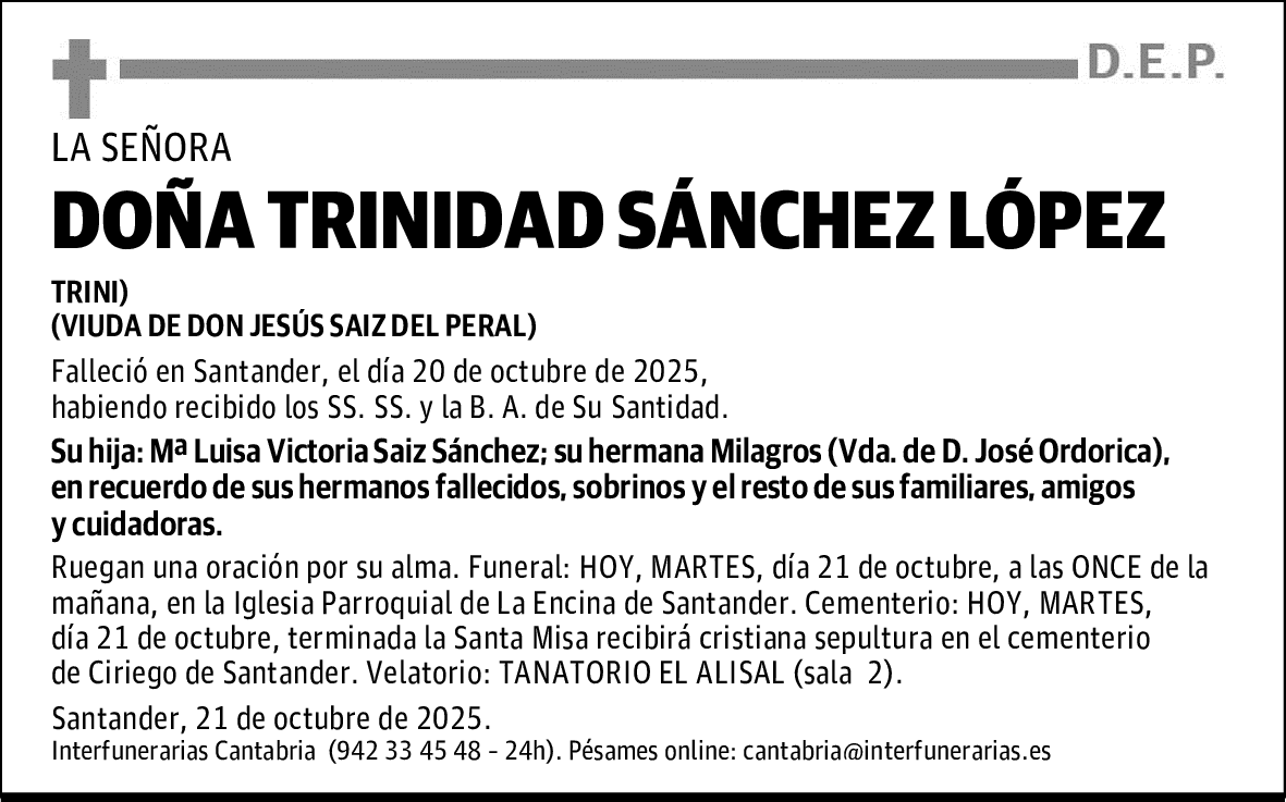 DOÑA TRINIDAD SÁNCHEZ LÓPEZ