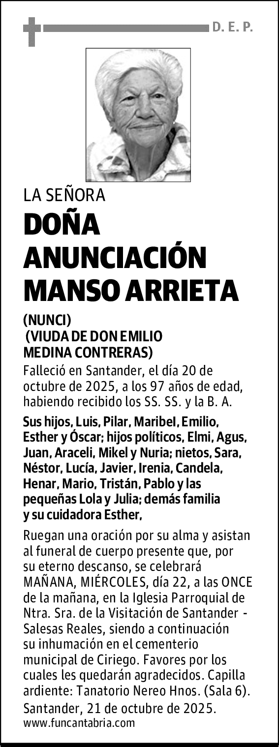 DOÑA ANUNCIACIÓN MANSO ARRIETA