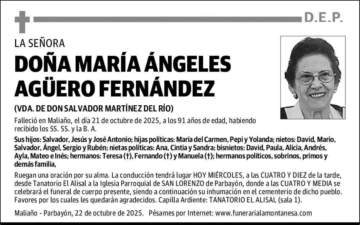 DOÑA MARÍA ÁNGELES AGÜERO FERNÁNDEZ
