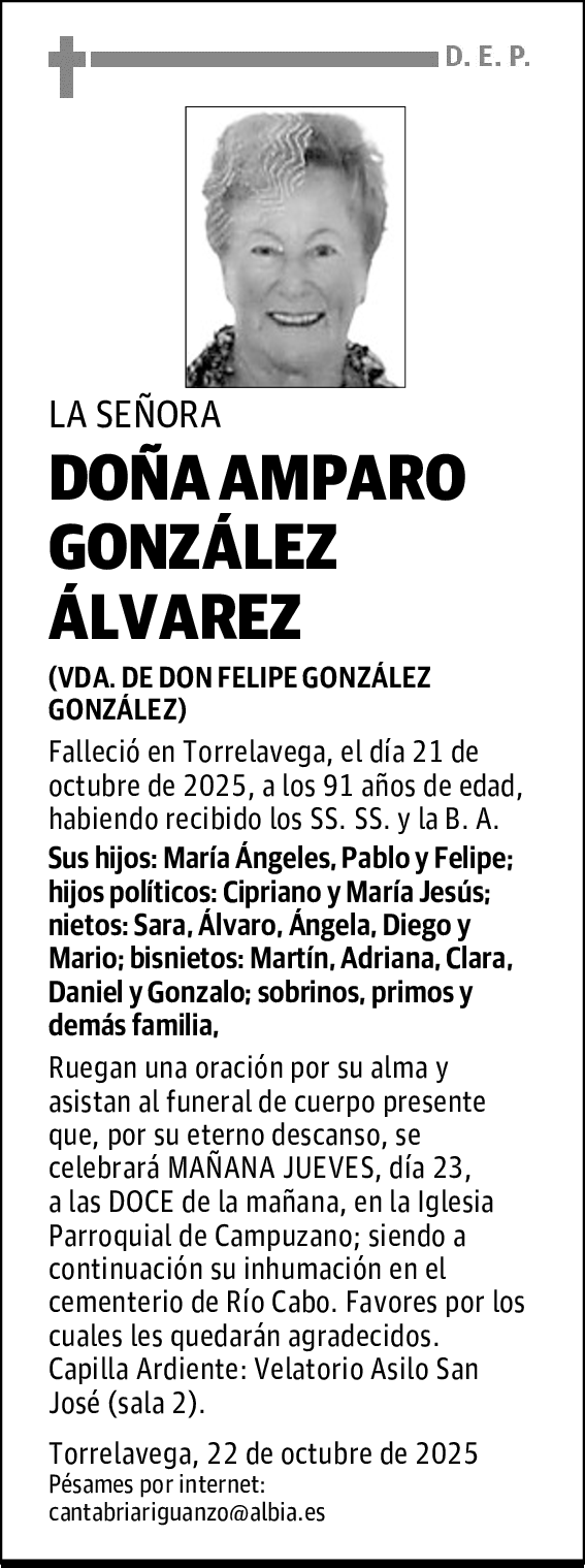 DOÑA AMPARO GONZÁLEZ ÁLVAREZ