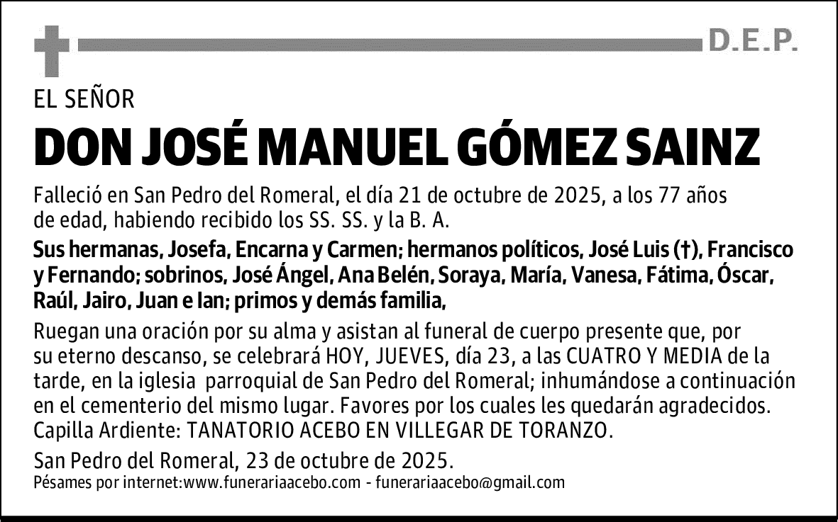 DON JOSÉ MANUEL GÓMEZ SAINZ