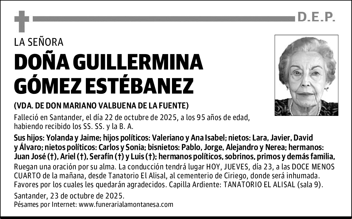 DOÑA GUILLERMINA GÓMEZ ESTÉBANEZ