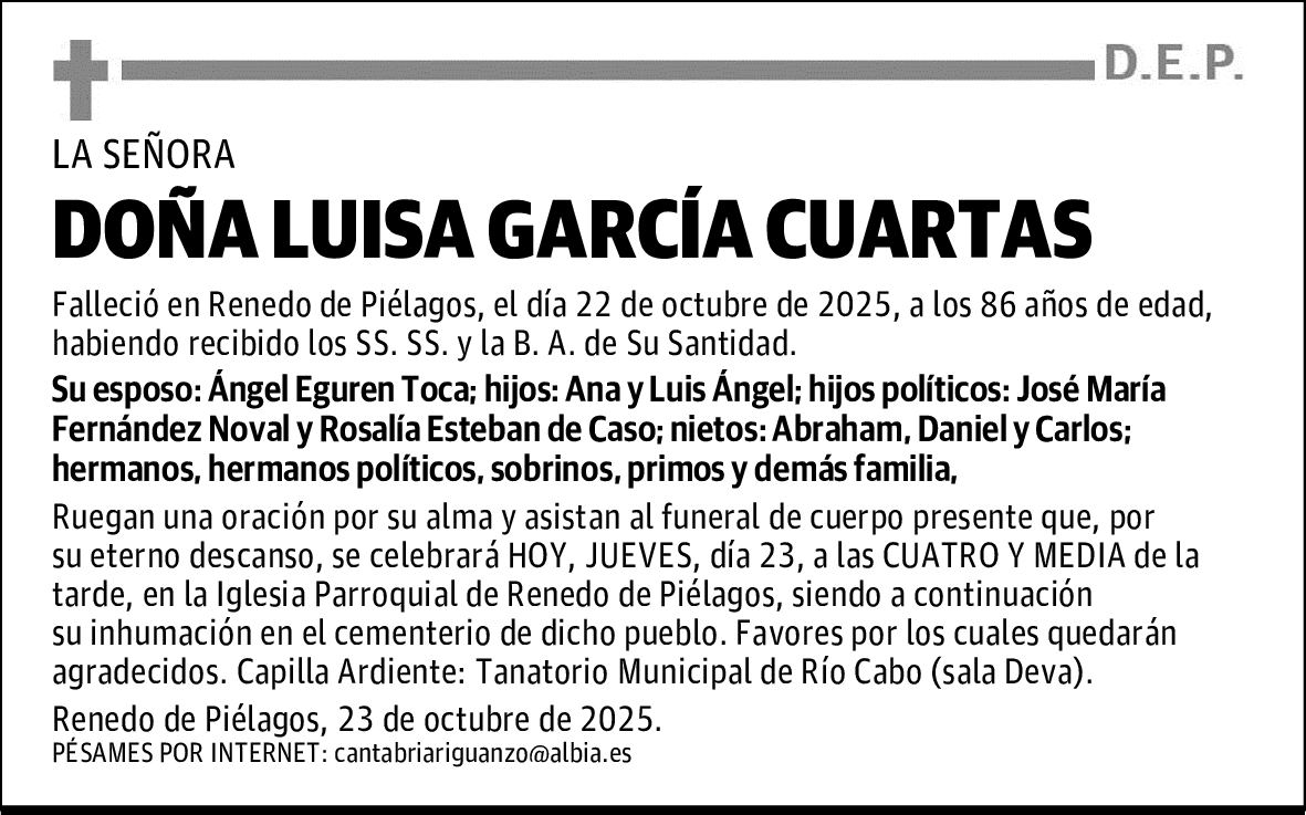 DOÑA LUISA GARCÍA CUARTAS
