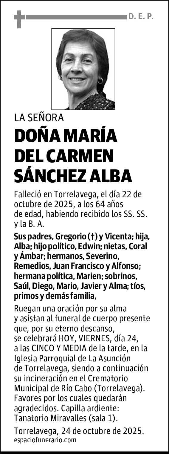 DOÑA MARÍA DEL CARMEN SÁNCHEZ ALBA