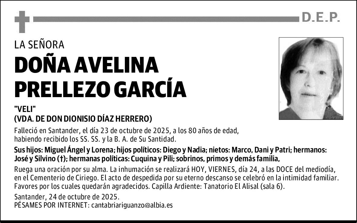 DOÑA AVELINA PRELLEZO GARCÍA