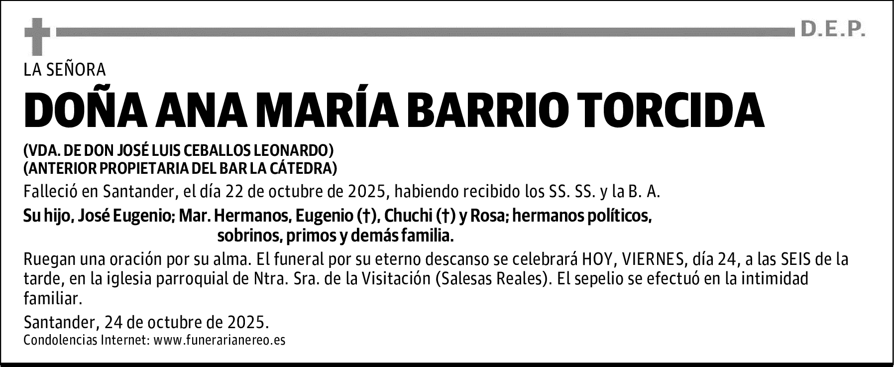 DOÑA ANA MARIA BARRIO TORCIDA