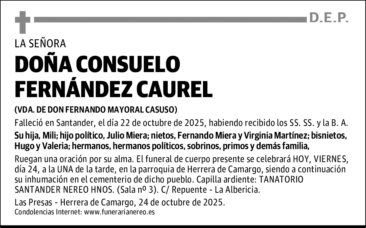 DOÑA CONSUELO FERNÁNDEZ CAUREL
