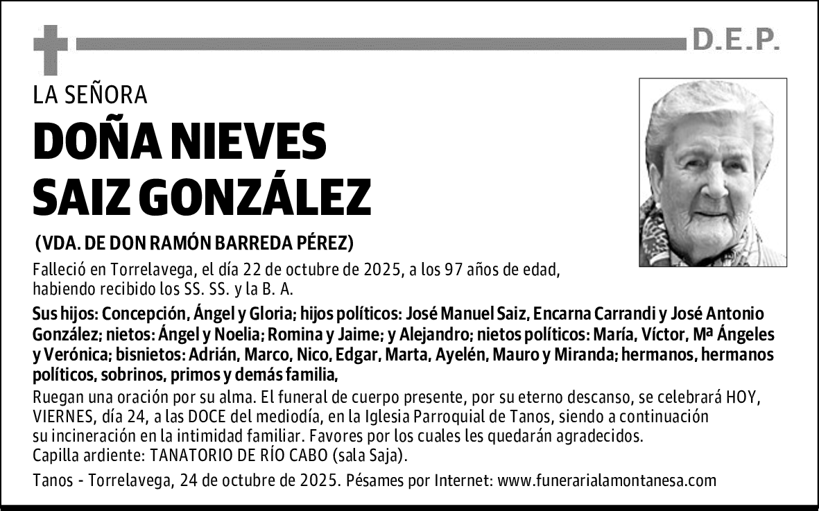 DOÑA NIEVES SAIZ GONZÁLEZ