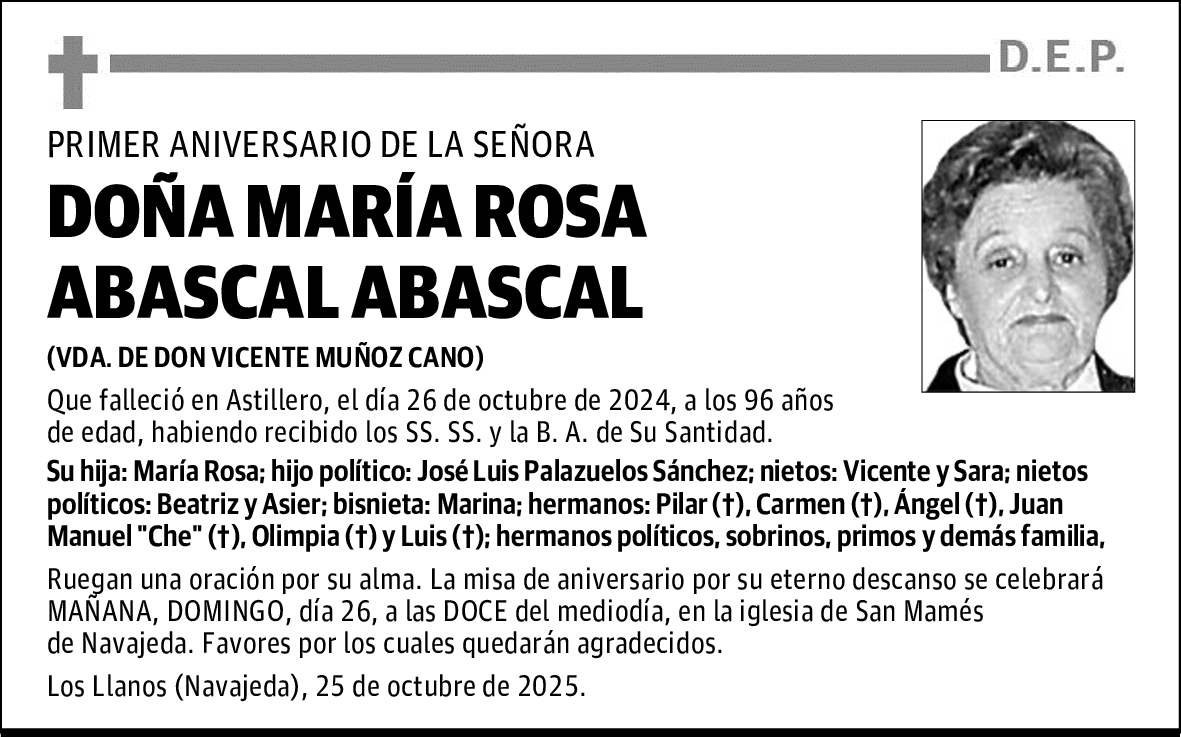 DOÑA MARÍA ROSA ABASCAL ABASCAL