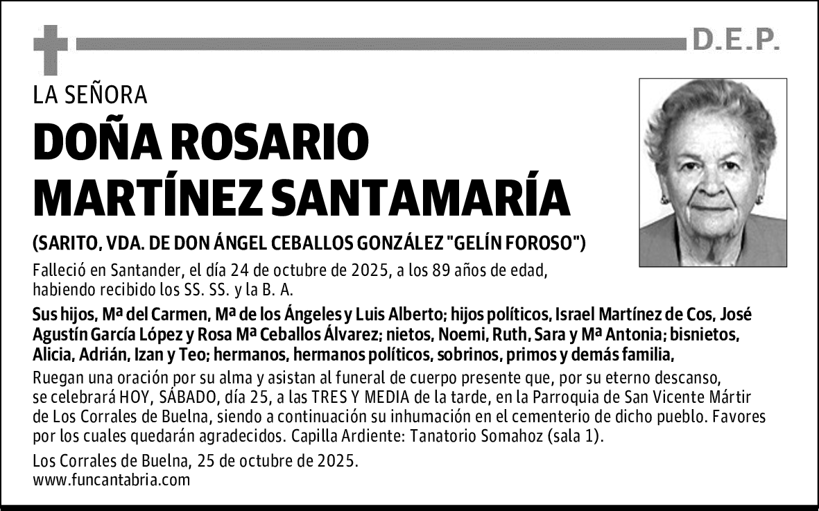 DOÑA ROSARIO MARTÍNEZ SANTAMARÍA