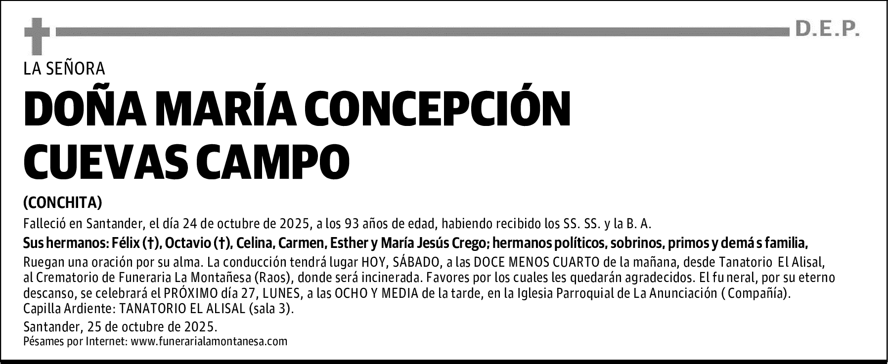 DOÑA MARÍA CONCEPCIÓN CUEVAS CAMPO