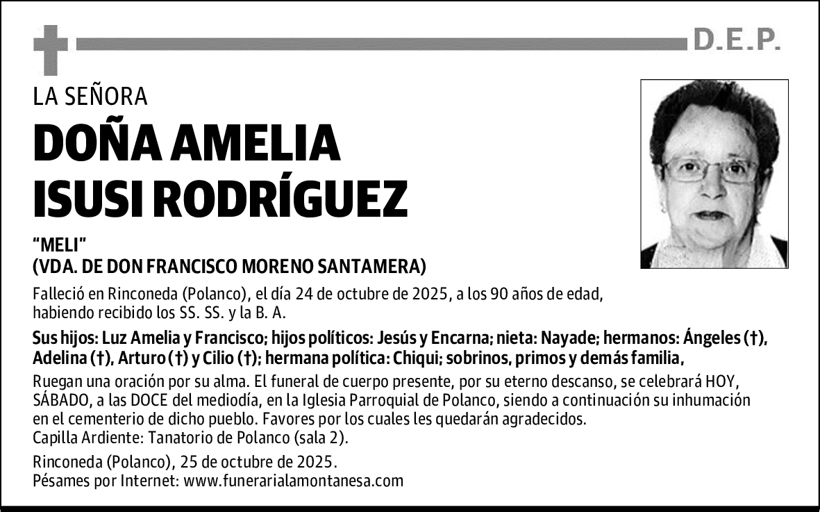 DOÑA AMELIA ISUSI RODRÍGUEZ