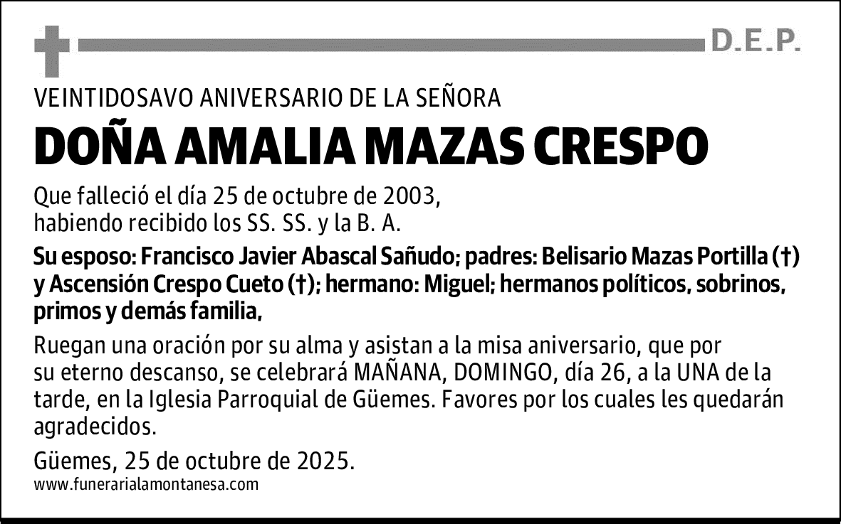 DOÑA AMALIA MAZAS CRESPO