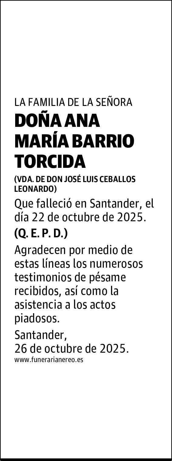 DOÑA ANA MARIA BARRIO TORCIDA