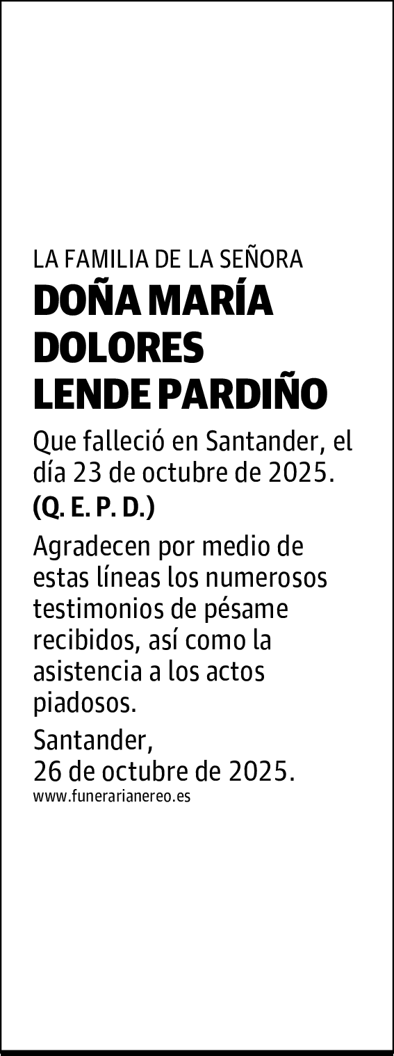 DOÑA MARÍA DOLORES LENDE PARDIÑO