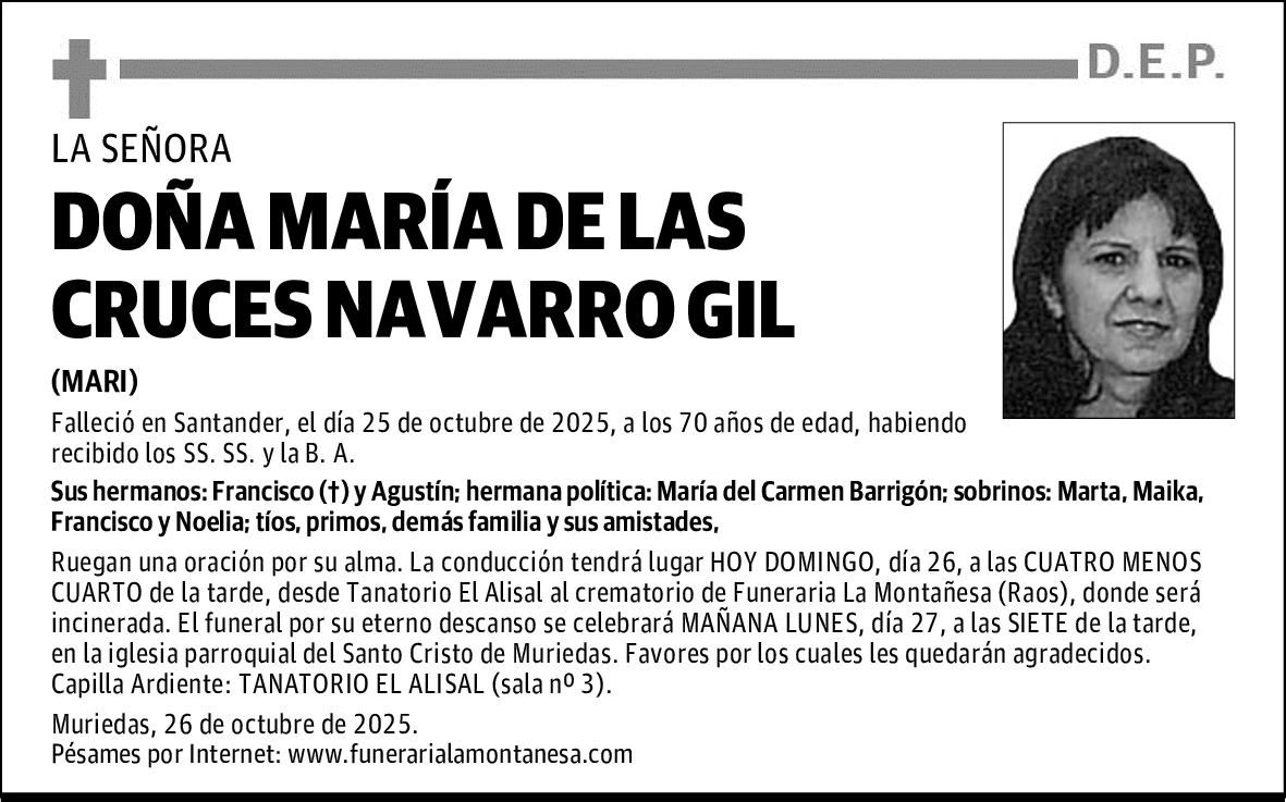 DOÑA MARÍA DE LAS CRUCES NAVARRO GIL