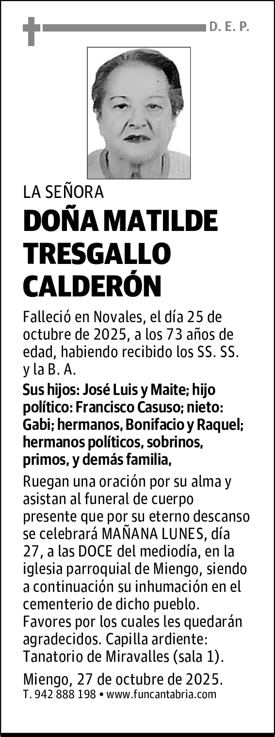 DOÑA MATILDE TRESGALLO CALDERÓN