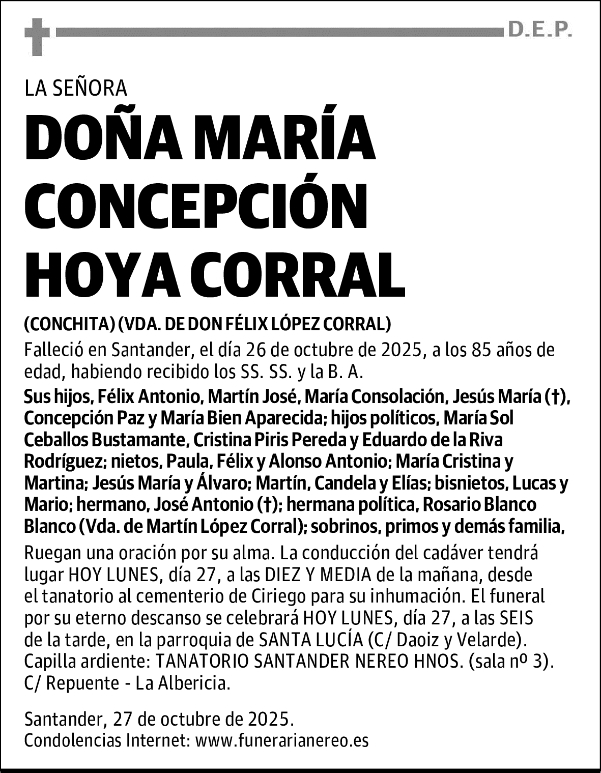 DOÑA MARÍA CONCEPCIÓN HOYA CORRAL