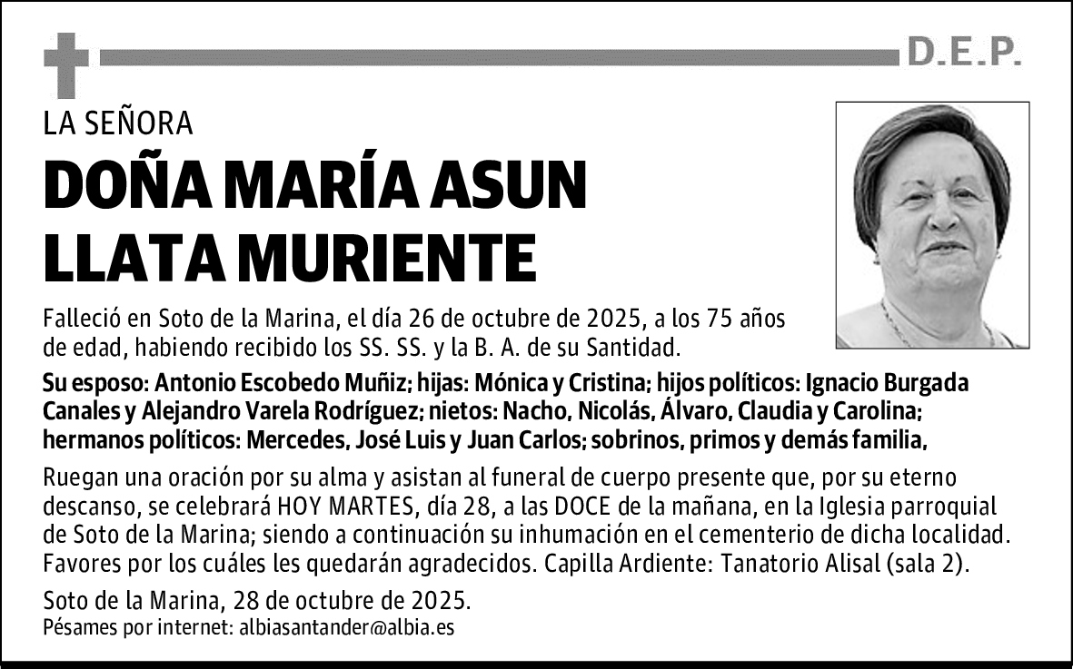 DOÑA MARÍA ASUN LLATA MURIENTE