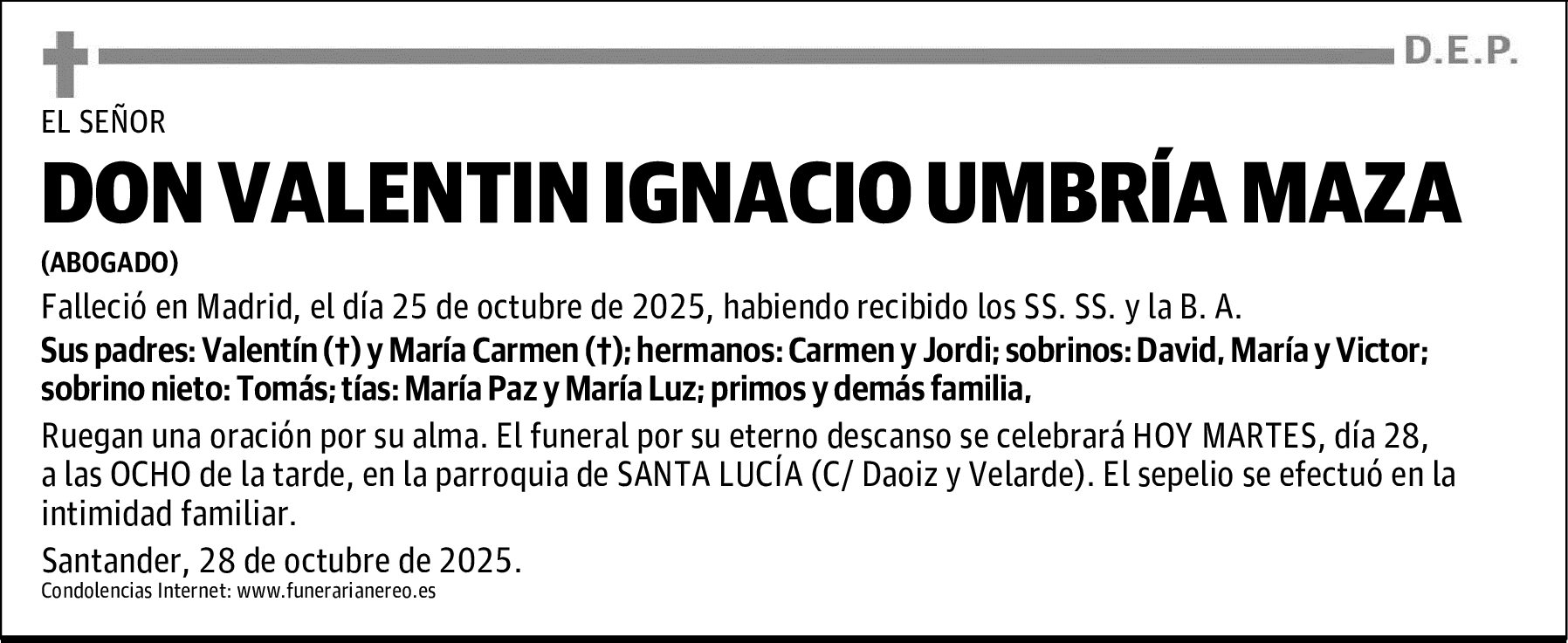 DON VALENTIN IGNACIO UMBRÍA MAZA