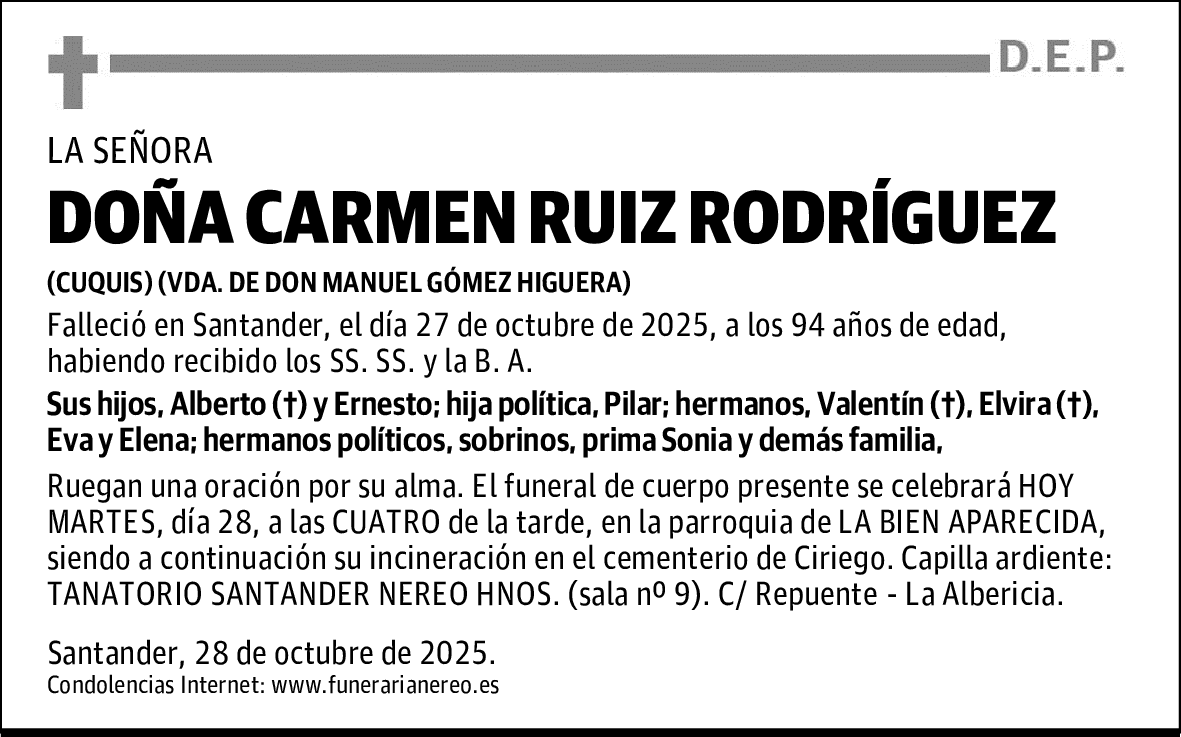 DOÑA CARMEN RUIZ RODRÍGUEZ