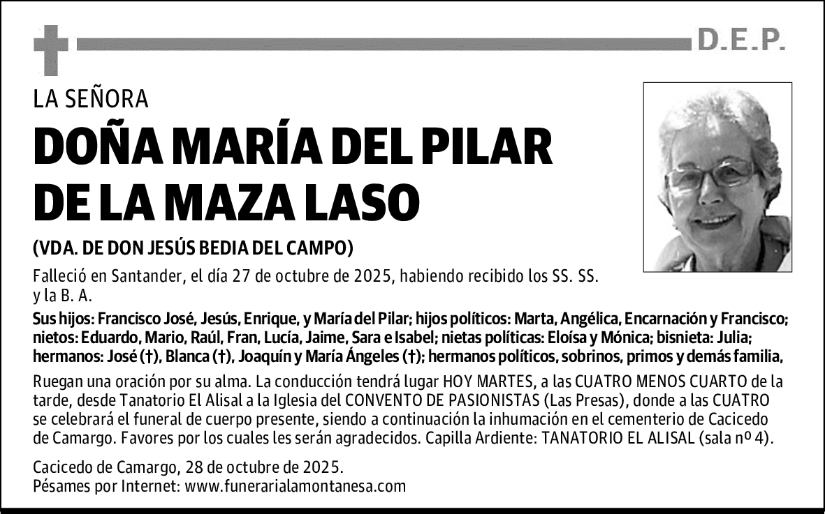 DOÑA MARÍA DEL PILAR DE LA MAZA LASO