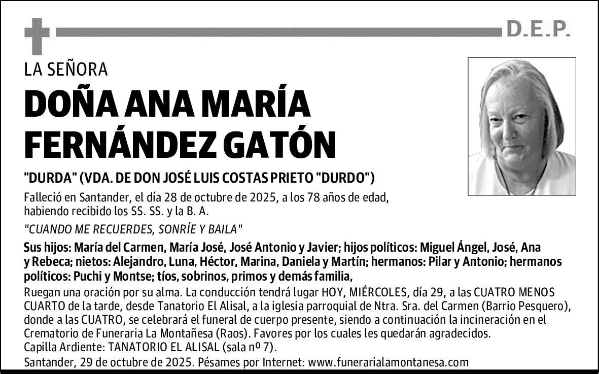 DOÑA ANA MARÍA FERNÁNDEZ GATÓN