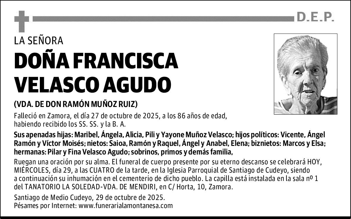 DOÑA FRANCISCA VELASCO AGUDO