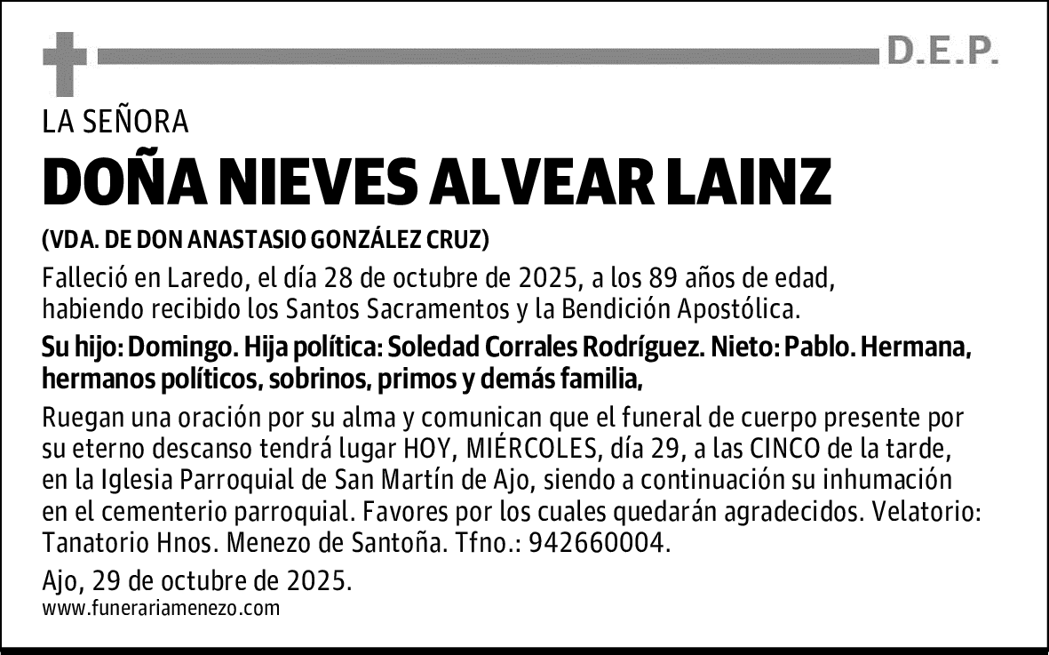 DOÑA NIEVES ALVEAR LAINZ
