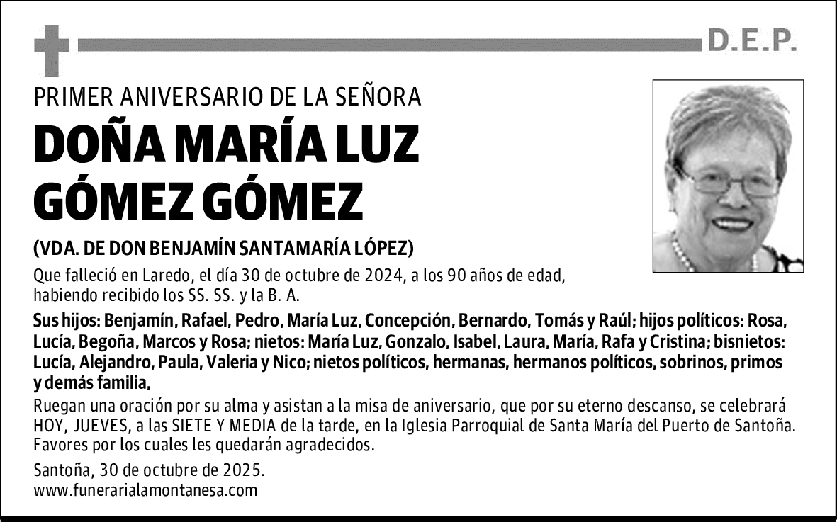 DOÑA MARÍA LUZ GÓMEZ GÓMEZ