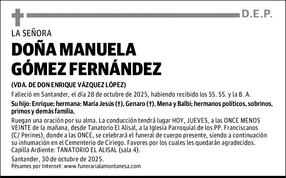 DOÑA MANUELA GÓMEZ FERNÁNDEZ