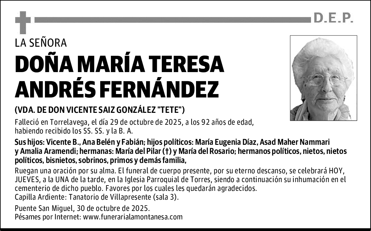 DOÑA MARÍA TERESA ANDRÉS FERNÁNDEZ