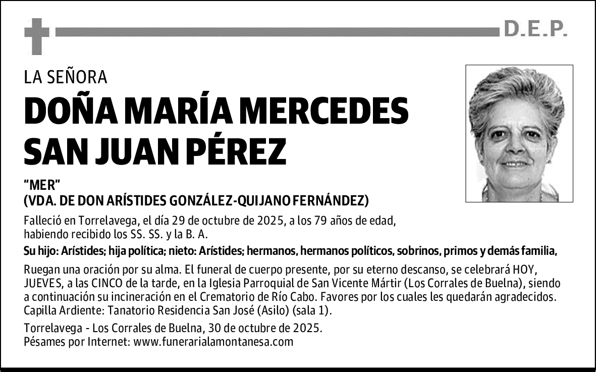 DOÑA MARÍA MERCEDES SAN JUAN PÉREZ