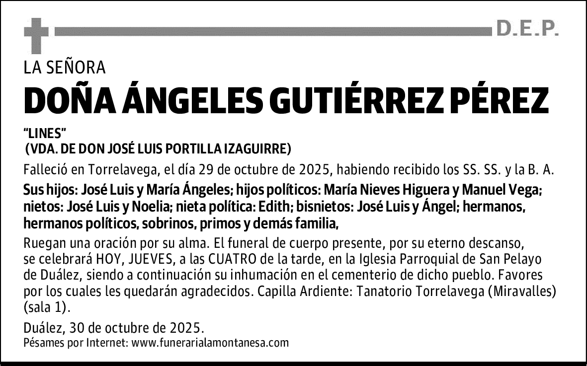 DOÑA ÁNGELES GUTIÉRREZ PÉREZ