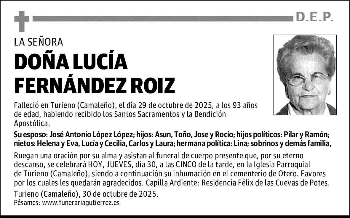 DOÑA LUCÍA FERNÁNDEZ ROIZ