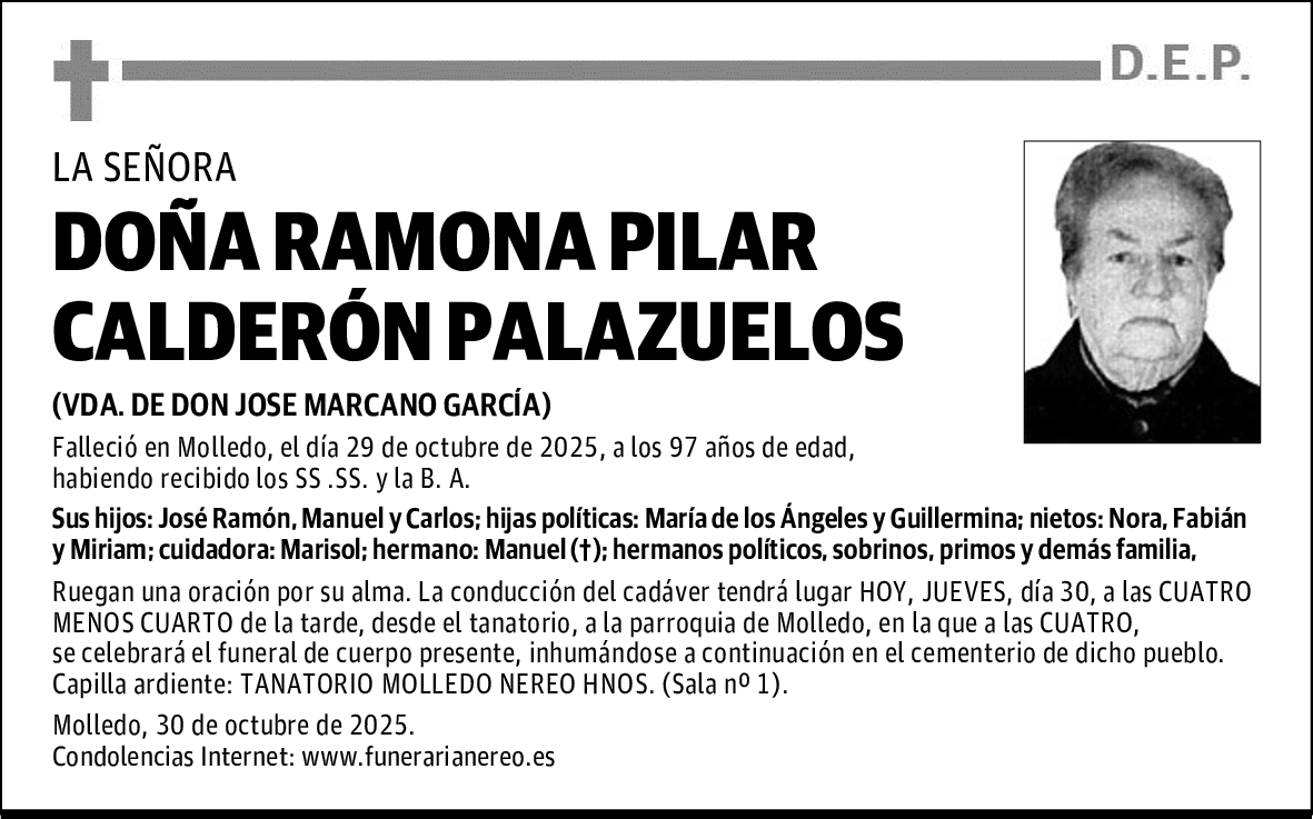 DOÑA RAMONA PILAR CALDERÓN PALAZUELOS