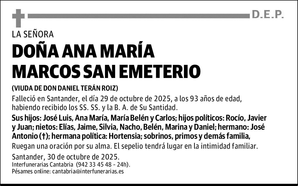 DOÑA ANA MARÍA MARCOS SAN EMETERIO