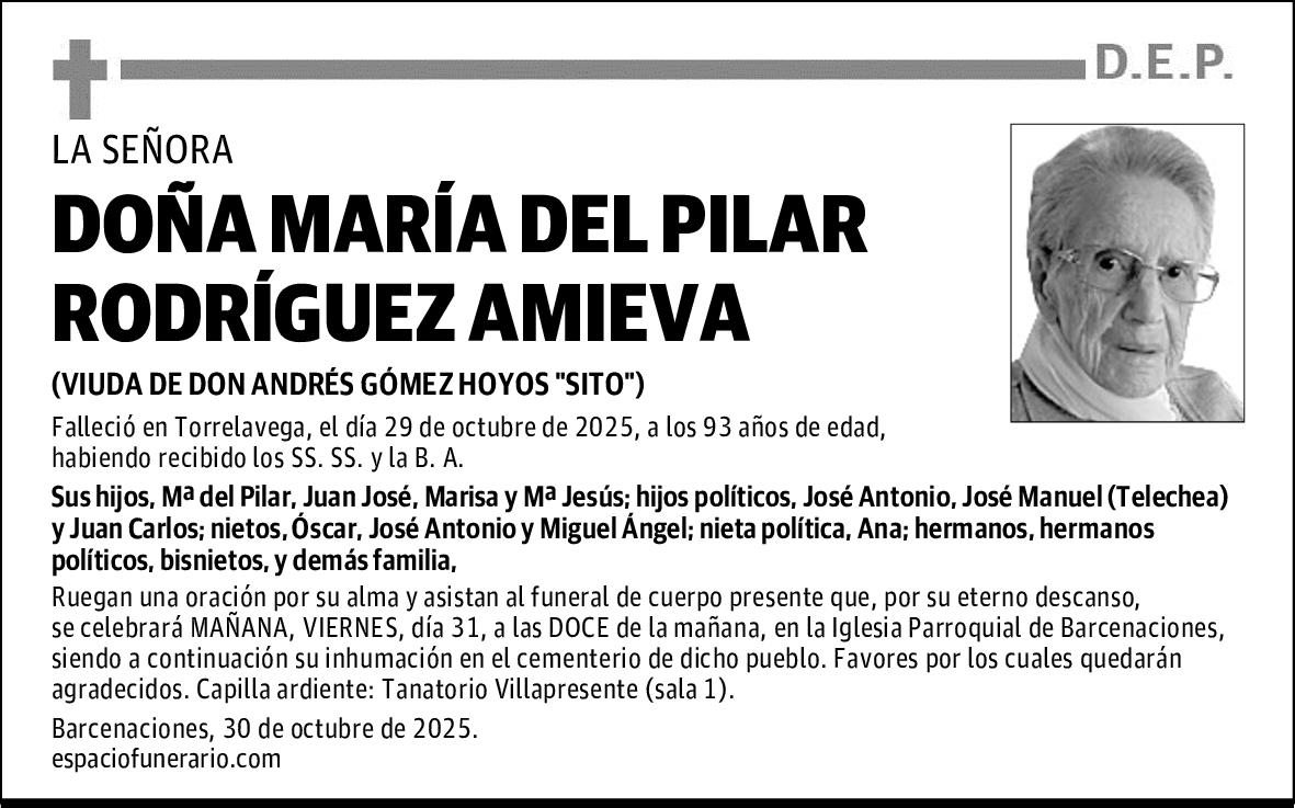 DOÑA MARÍA DEL PILAR RODRÍGUEZ AMIEVA